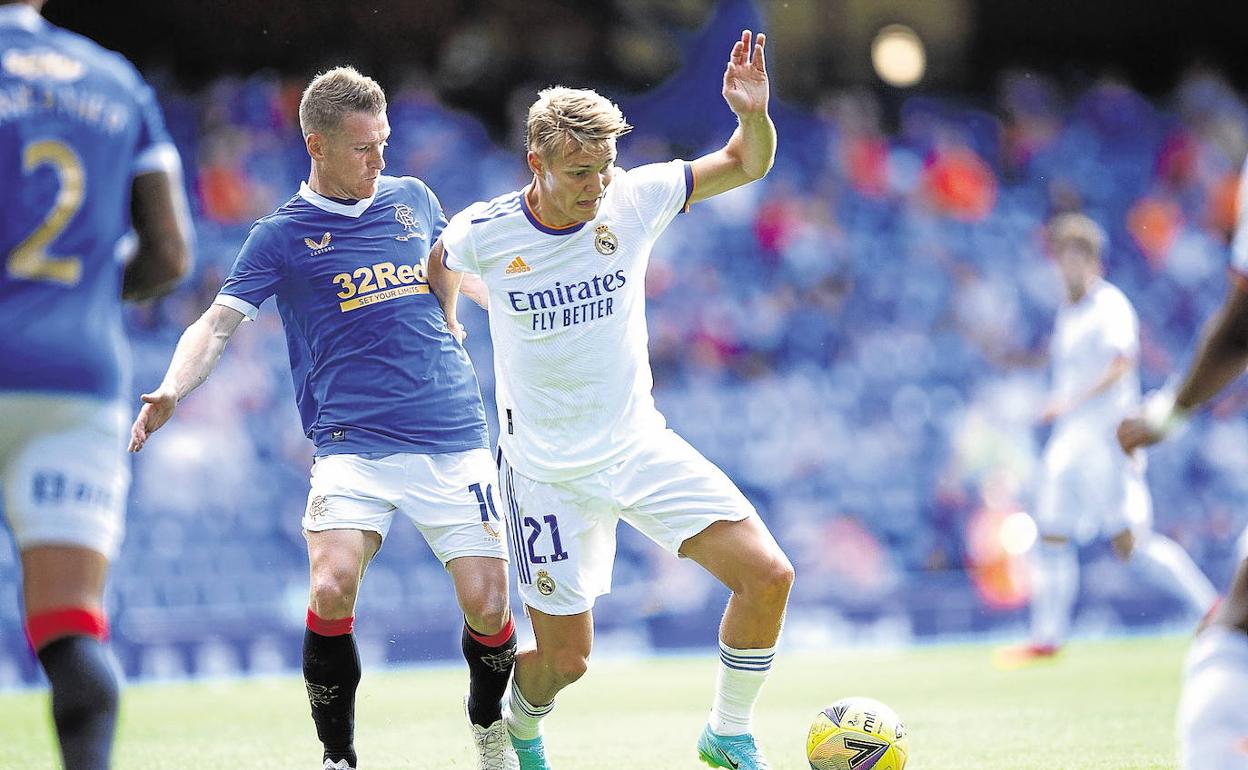 Martin Odegaard, en un partido de pretemporada del Real Madrid. 