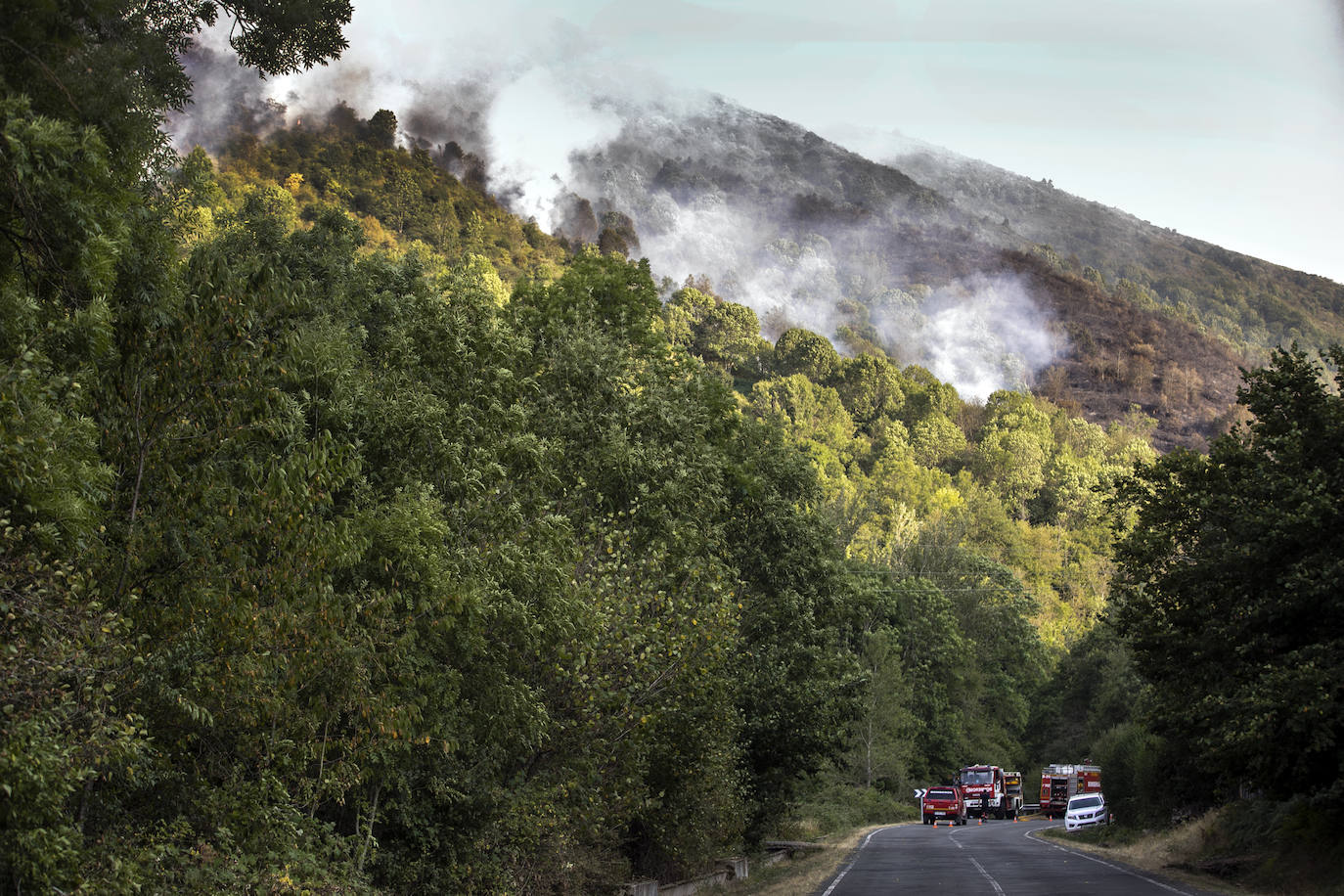 Las labores de extinción del incendio forestal de Ezcaray continuarán durante toda la noche del sábado al domingo y contarán con el apoyo de la UME