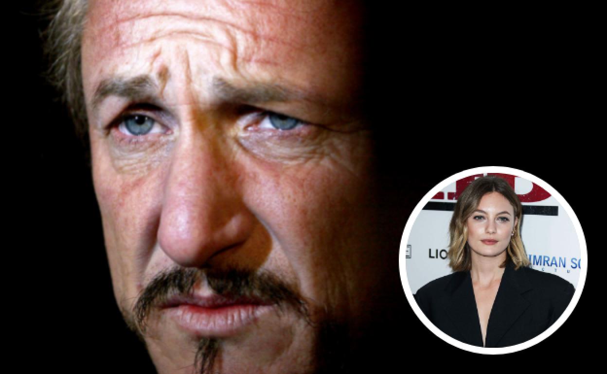 Sean Penn y, arriba, el rostro de Leila George.