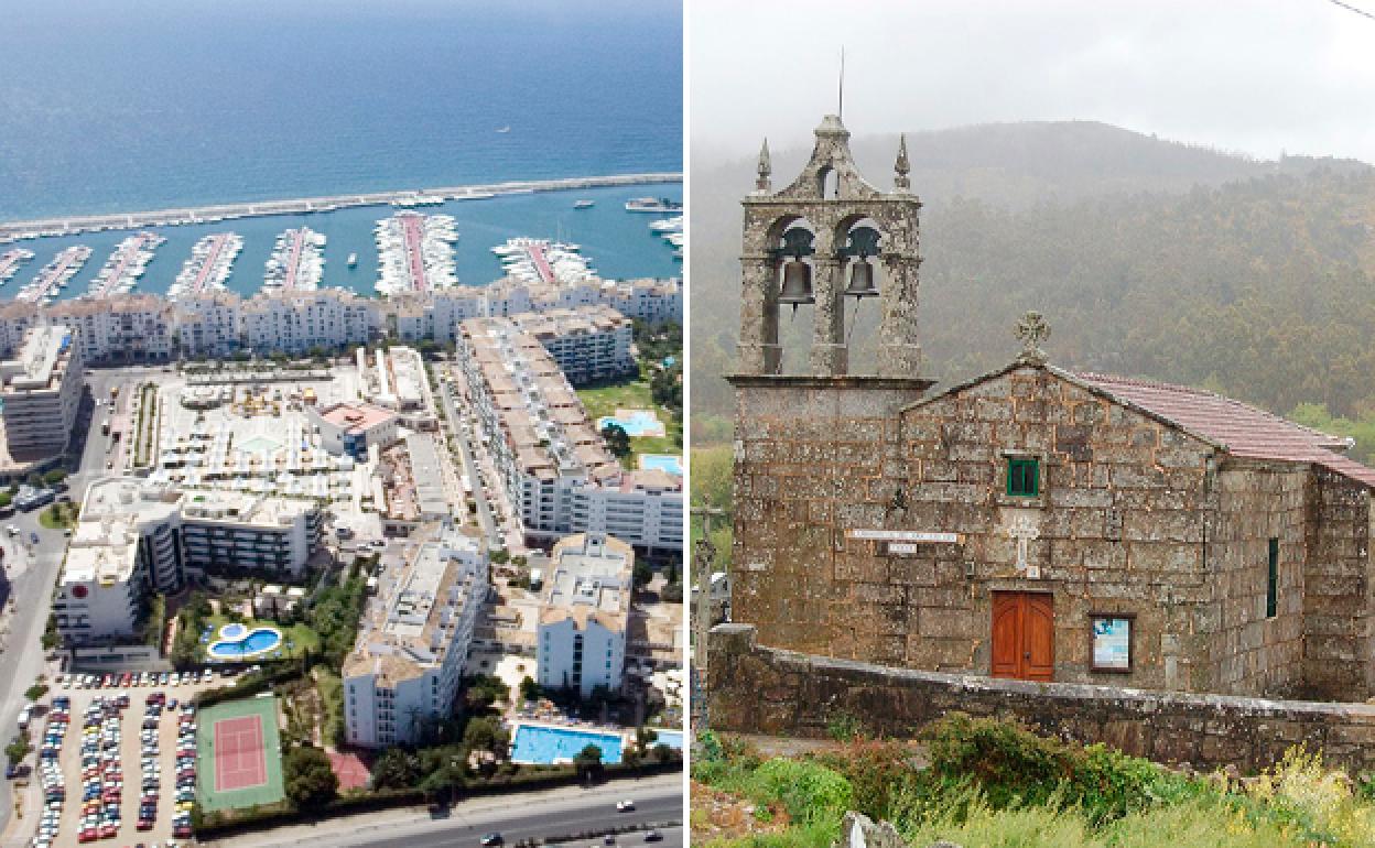 La ciudad de Marbella y la población gallega de Torea.