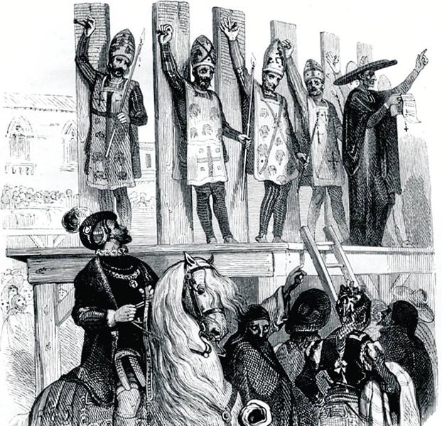 Tortura. Suplicio del clavo, que aplicaba el Santo Oficio. M. V. De Féréal (París, 1845). 