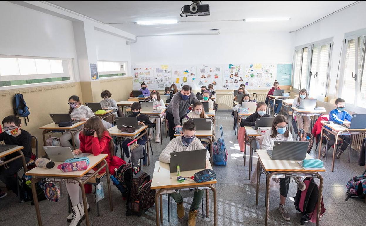 Imagen de una clase en un colegio de Logroño. 