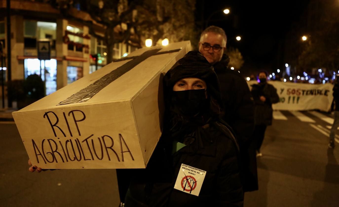 Fotos: La protesta contra las eólicas recorre las calles de Logroño