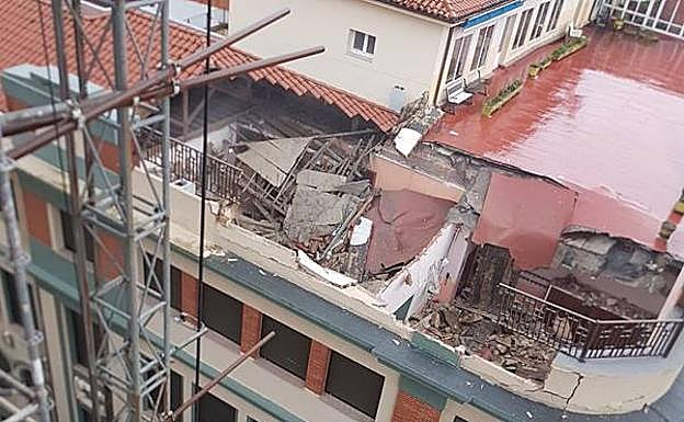 Imagen del colegio tras el derrumbe. 