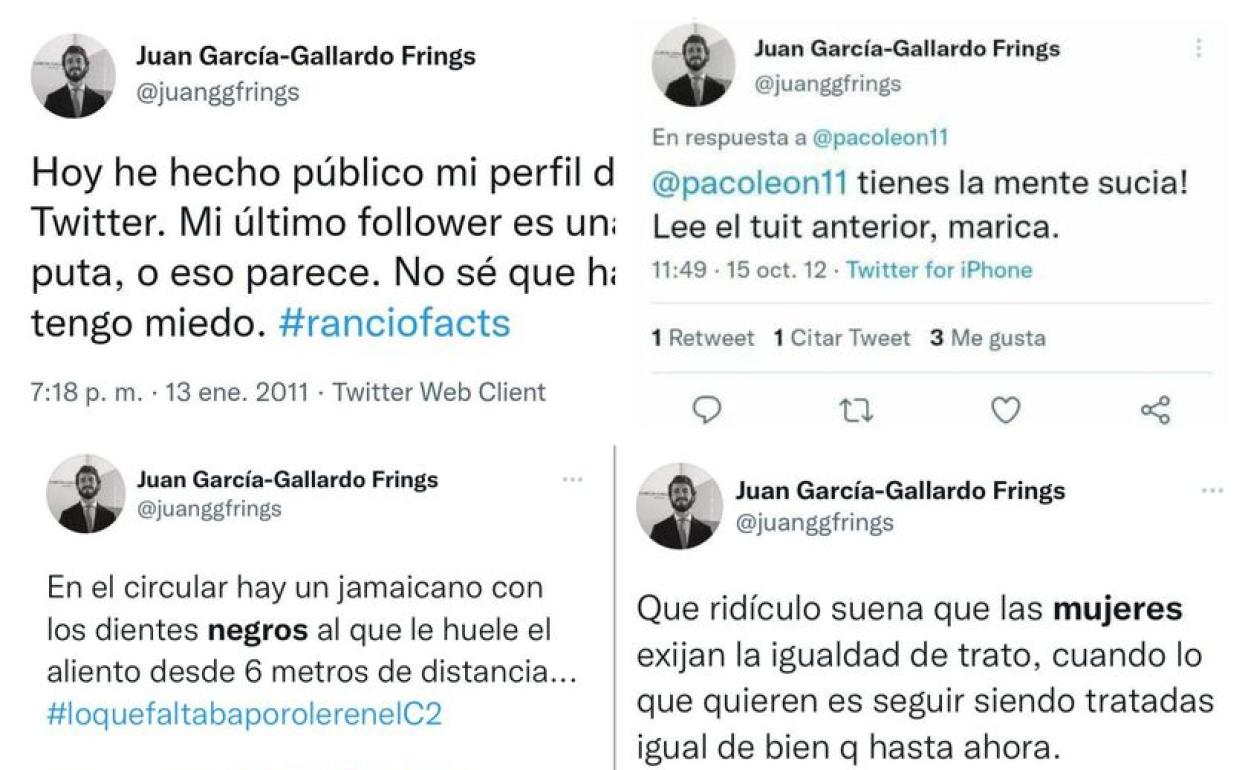 Alguno de los tuits de Juan García-Gallardo. 