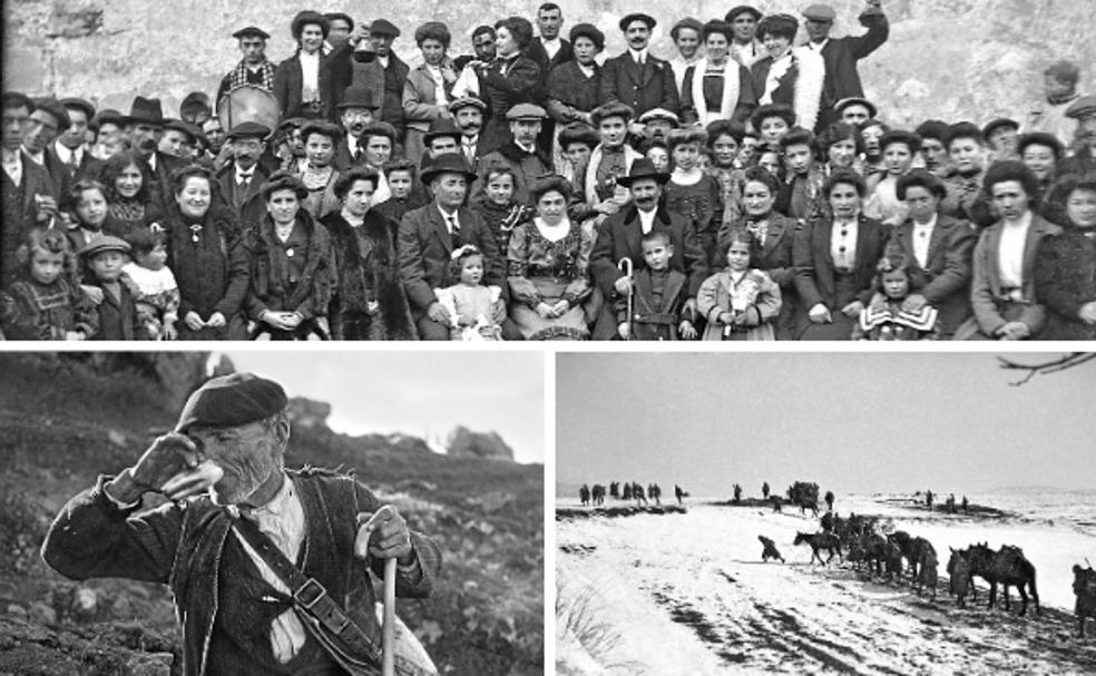 Grupo familiar en Viniegra de Abajo en 1915, pastor en la Sierra de la Demanda, en 1930, y cercanías de Haro en 1937, durante la Guerra Civil. 