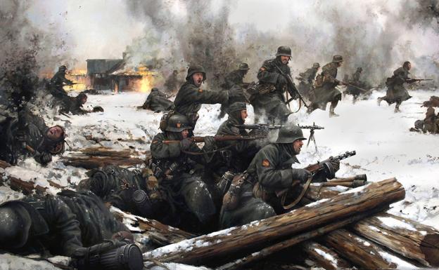 Apunte de la División Azul combate en el frente ruso. 