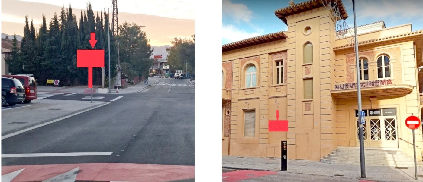 La señalización se colocará en un poste en El Raposal (cruce del CTCR) y en la fachada del Nuevo Cinema. 