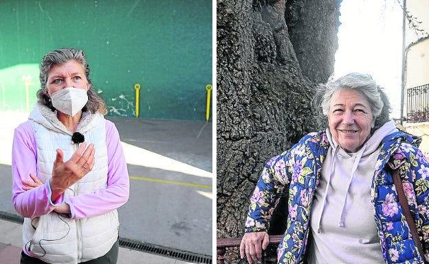 Mari Cruz Tecedor vive en Tricio desde hace 35 años. A la derecha, Carmen Asensio vive de continuo en su pueblo desde que se jubiló. 