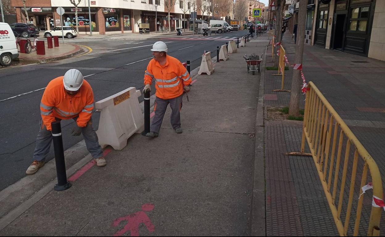 Las obras llegan a la calle Siete Infantes de Lara para consolidar la ampliación de aceras