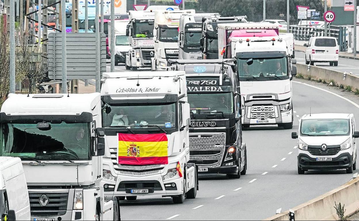 Protesta de camiones en Logroño, esta semana. 