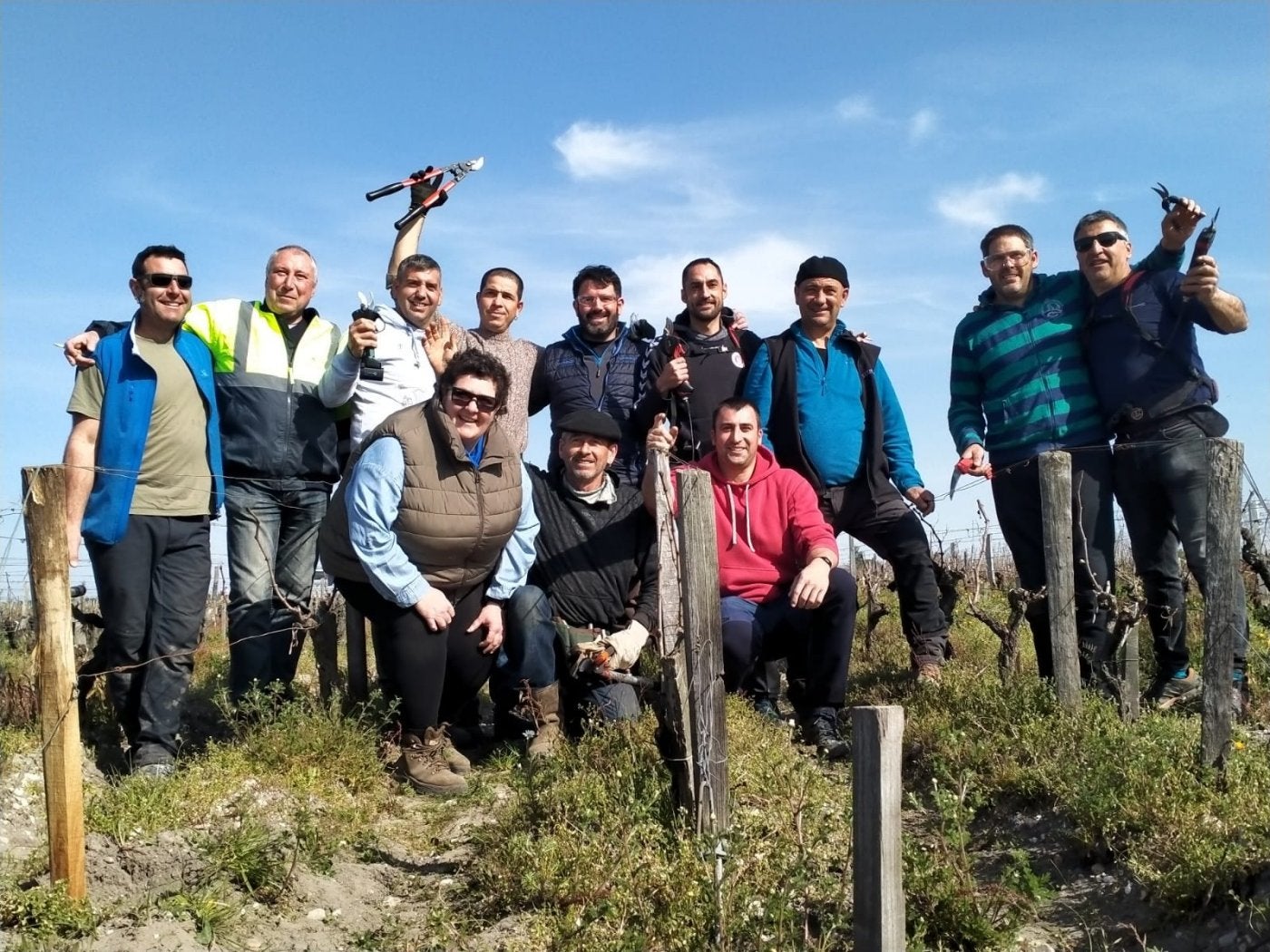 Grupo de poda de Elciego que participó en esta edición del certamen. 