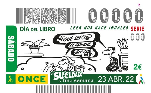 El cupón ilustrado con la viñeta de Forges para el sorteo del día de Sant Jordi. 