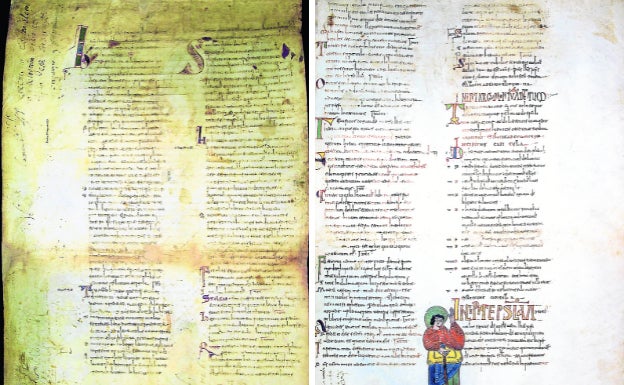 Imagen de las dos caras del manuscrito procedente de una biblia albeldense del siglo X. 