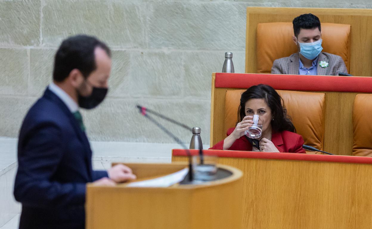 Baena, en el Parlamento, con Andreu al fondo. 