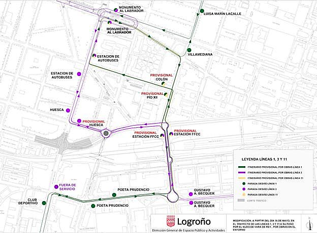 Desvío del tráfico rodado por la zona del tramo cortado. 