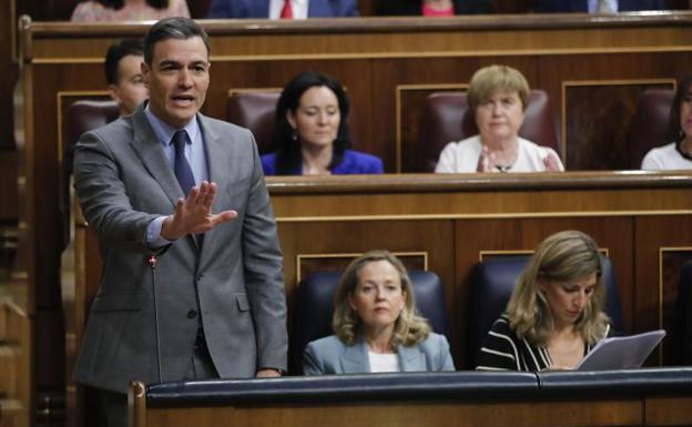 Pedro Sánchez, interviene en la sesión de control al gobierno en el Congreso.