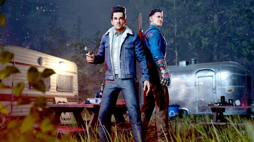 Dos de los personajes disponibles en 'The Evil Dead: The Game', incluido Ash Williams (derecha), interpretado por el actor Bruce Campbell. 