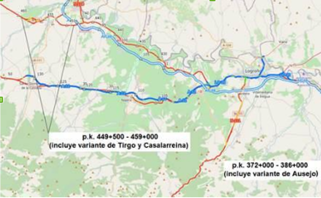 Adjudicada la rehabilitación del firme de la N-232 en las variantes de Ausejo, Casalarreina y Tirgo