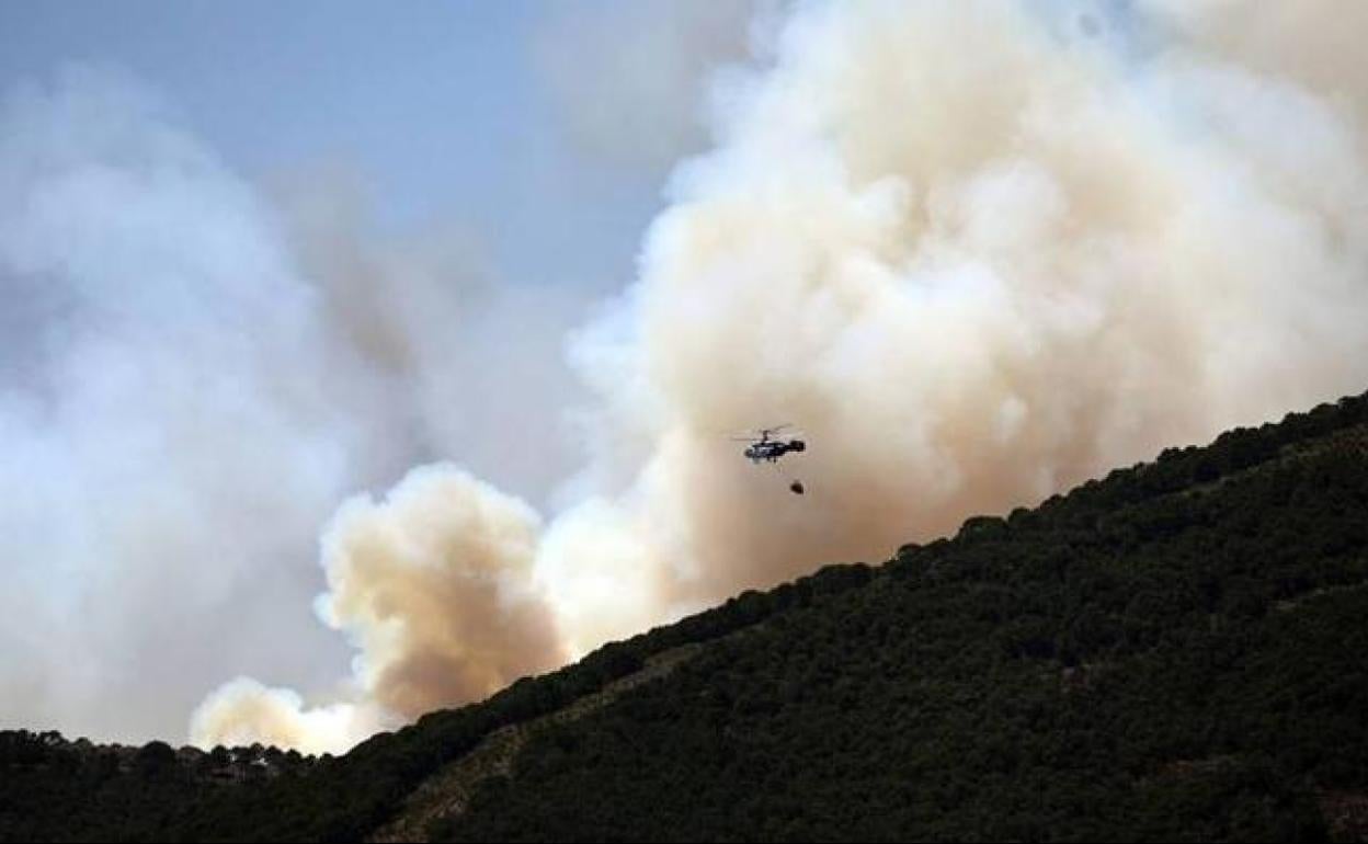 Labores de extinción del incendio de Sierra Bermeja (Málaga).