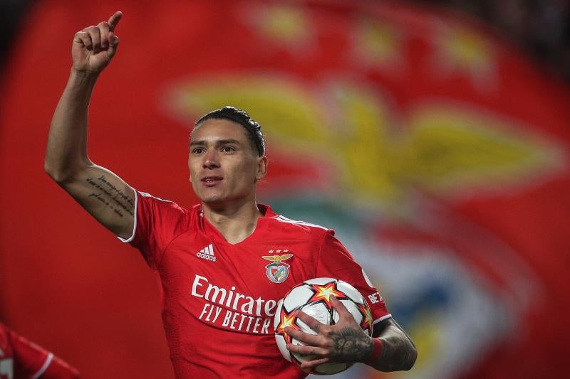 Darwin celebra un gol con la camiseta del Benfica en la máxima competición europea.