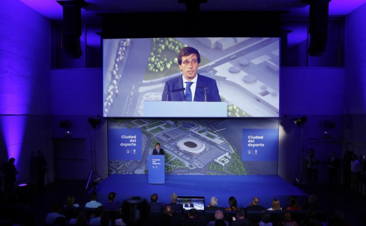 José Luis Martínez-Almeida, alcalde de Madrid, durante la presentación de la Ciudad del Deporte. 