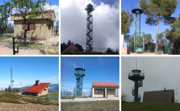 De arriba abajo y de izda. a dcha., Los Agudos (Calahorra), Moncalvillo (la más alta), Nájera, Pancrudo (Valvanera), Urbaña (Ventrosa) y La Fonfría (Pazuengos). 