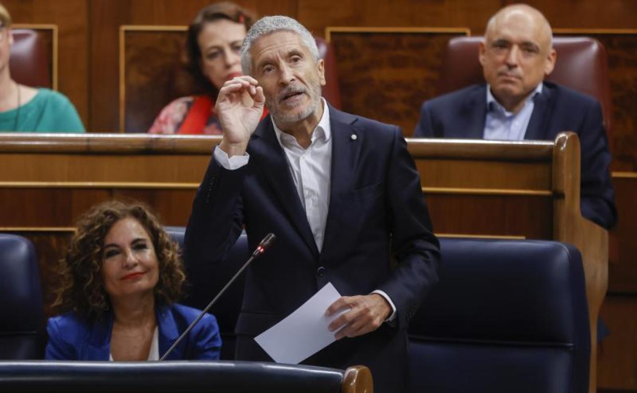 Fernando Grande-Marlaska, en la sesión de control del Congreso. 