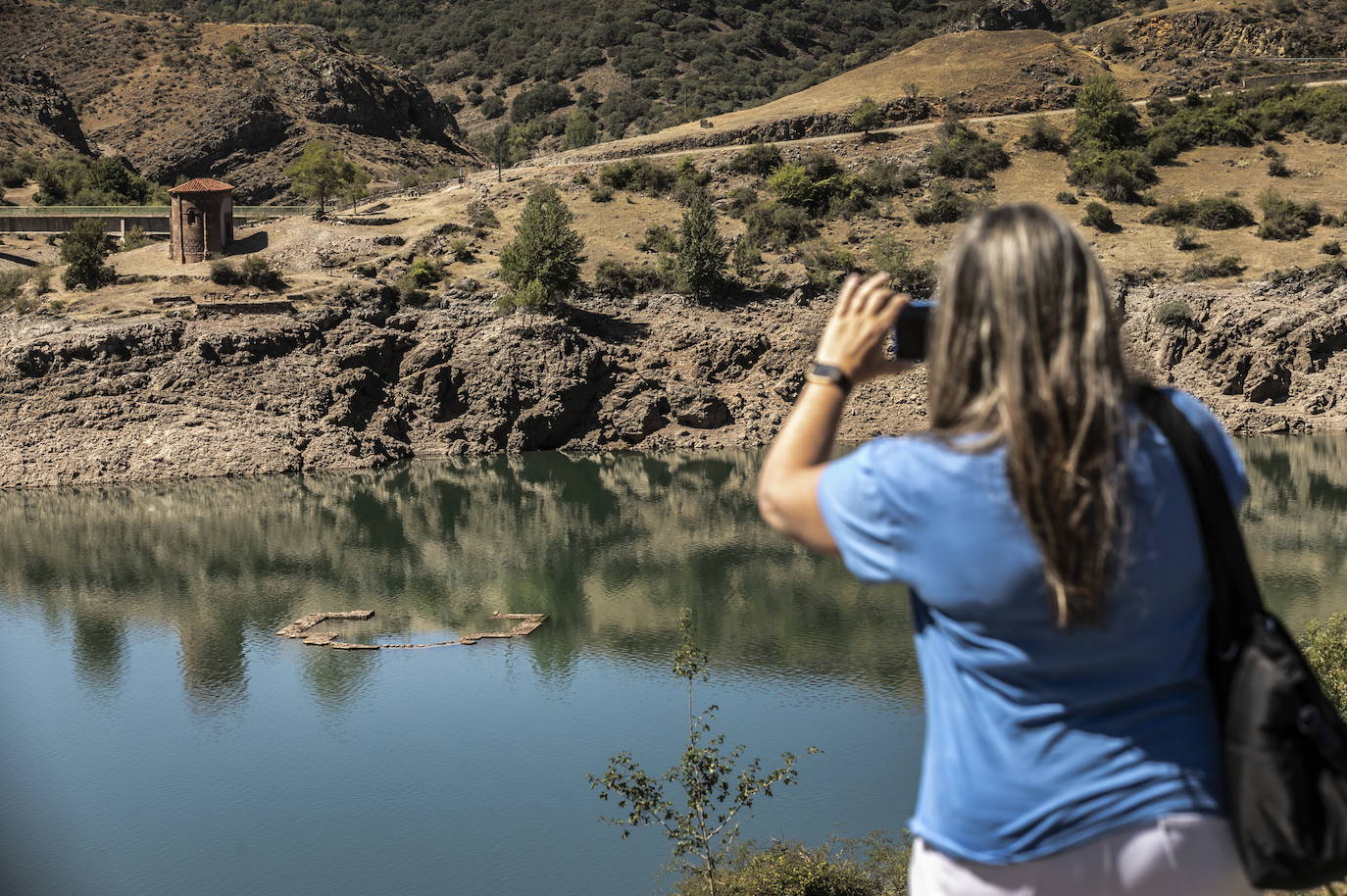 Imagen del embalse de Mansilla el pasado mes de agosto. 