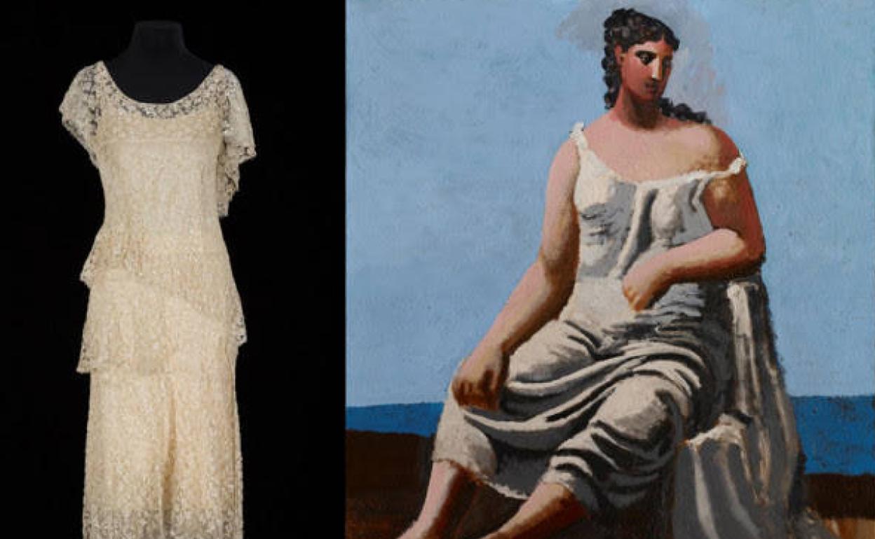  Vestido de noche, 1929-1930 de Chanel y 'Mujer frente al mar', 1922. de Picasso 