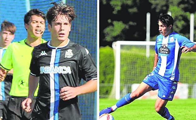 Riojanos en tierras gallegas. A la izquierda, Mario Nájera ;y a la derecha, Martín Ochoa, ambos en acción con su equipo, el Deportivo de La Coruña.