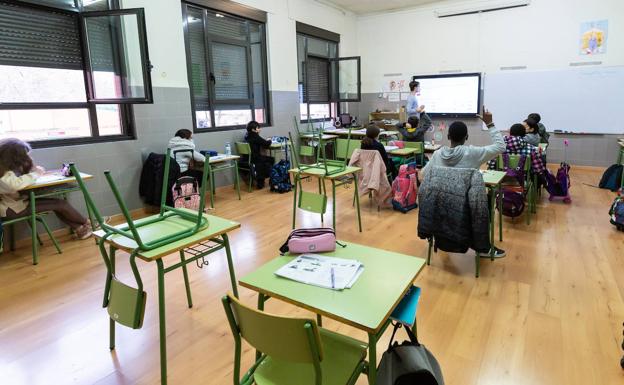 Un aula de un colegio de Logroño. 