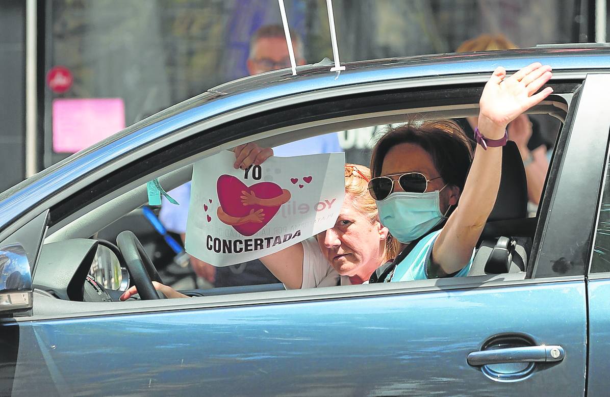 Imagen de una de las protestas convocadas por la red concertada en mayo de 2020. 