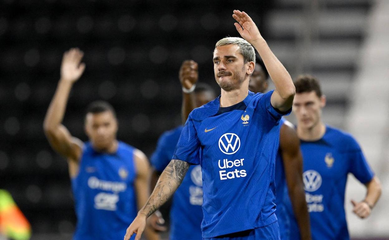 Griezmann, en un entrenamiento de Francia.