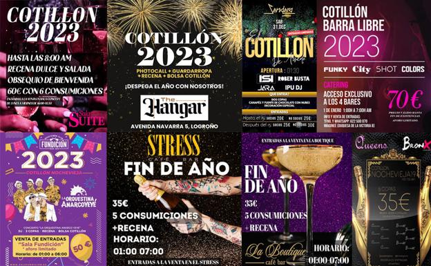 Anuncios de cotillones para fin de año. 