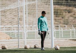 Jorge Tejada, en un entrenamiento de la UD Logroñés.