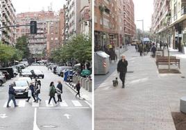 Estado actual de la calle San Antón (Izq.) y la recién inaugurada calle Fundición (Der.).