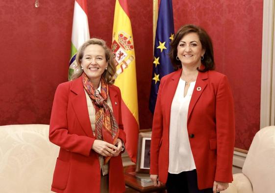 Calvino y Andreu, durante su reunión.