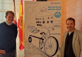 Jaime Caballero, concejal de Desarrollo Urbano Sostenible, e Iñaki Prieto, impulsor de la iniciativa '30 días en bici' en Logroño