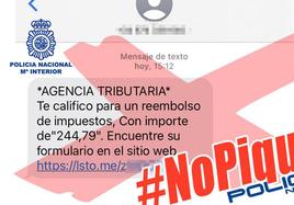 La Policía Nacional alerta de una estafa mediante el envió de SMS en la campaña de la Renta.