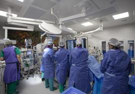 Un equipo quirúrgico, durante una operación en la sala híbrida del Hospital San Pedro.