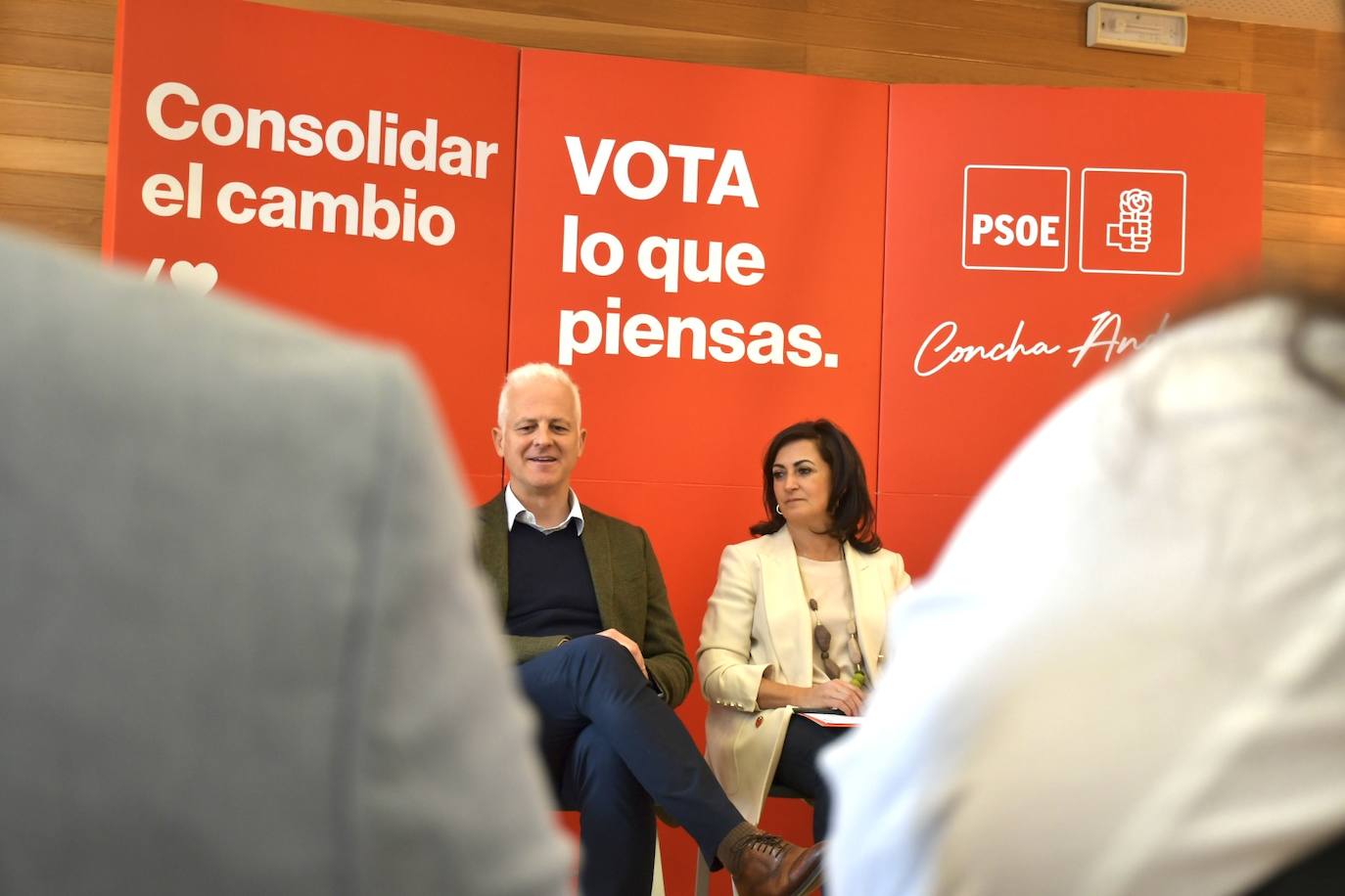 Hermoso de Mendoza y Andreu, en el acto del PSOE de este sábado.