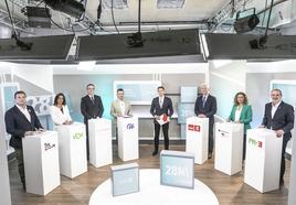 Bretón, JIménez, Peña, Escobar, Hermoso de Mendoza, Castro y Antoñanzas, antes del debate