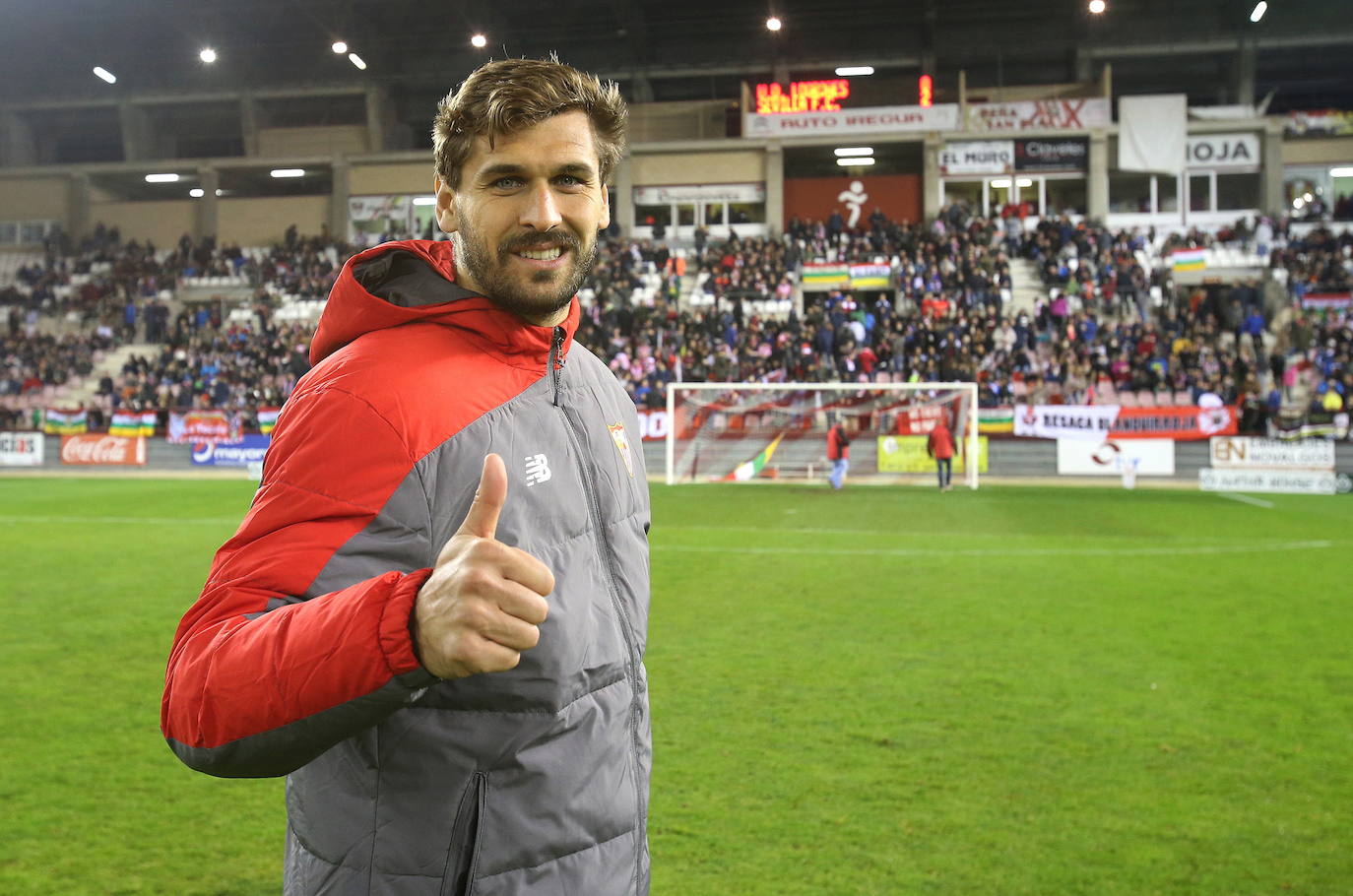 Fernando Llorente, en Las Gaunas durante una visita del Sevilla a Logroño.