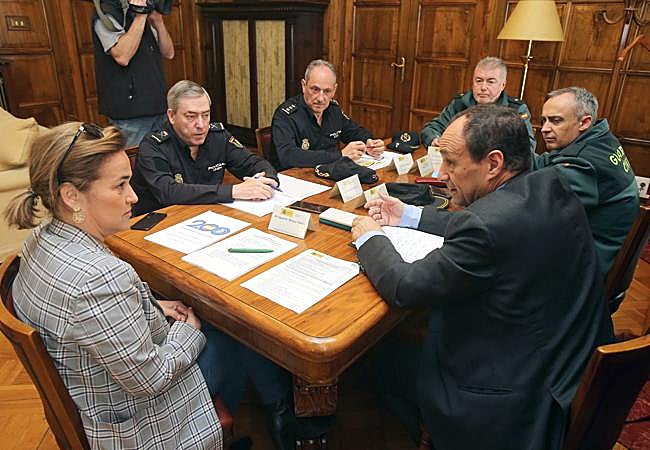 Reunión de la Junta Extraordinaria de Seguridad celebrada esta mañana en la Delegación del Gobierno en La Rioja.