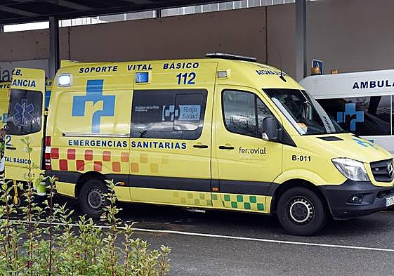 Una ambulancia frente a la entrada de Urgencias del Hospital San Pedro.