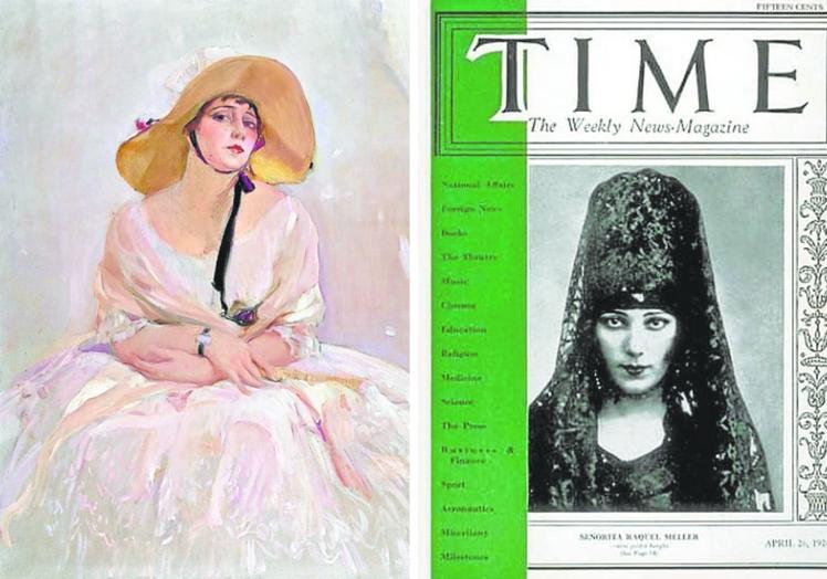 Pintura de Raquel Meller realizada por Sorolla en 1918 y portada de Time en 1926.