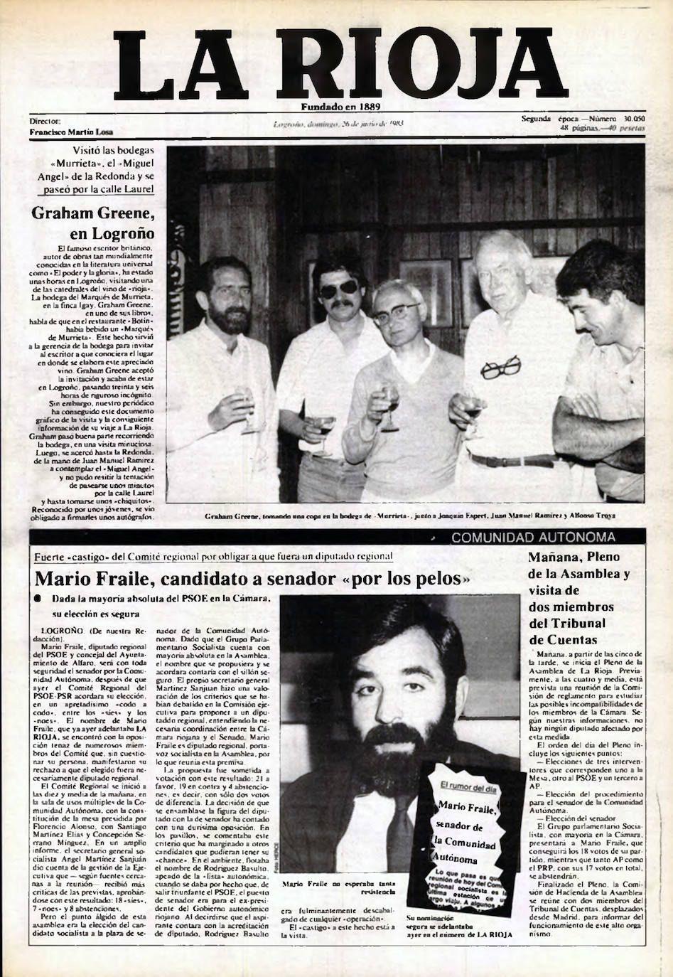 Imagen - 26 de junio de 1983: El socialista Mario Fraile era nombrado senador autonómico por el Comité Regional del PSOE.