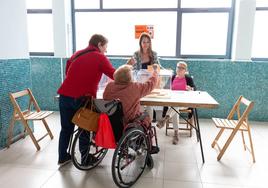 Colegio electoral polideportivo Las Gaunas en las municipales, el pasado 28 de mayo.