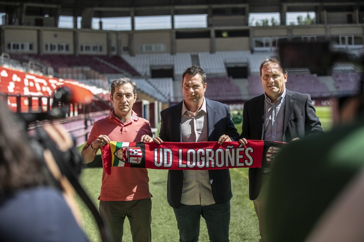 Juanjo Guerreros, Diego Martínez y Carlos Lasheras, en Las Gaunas.